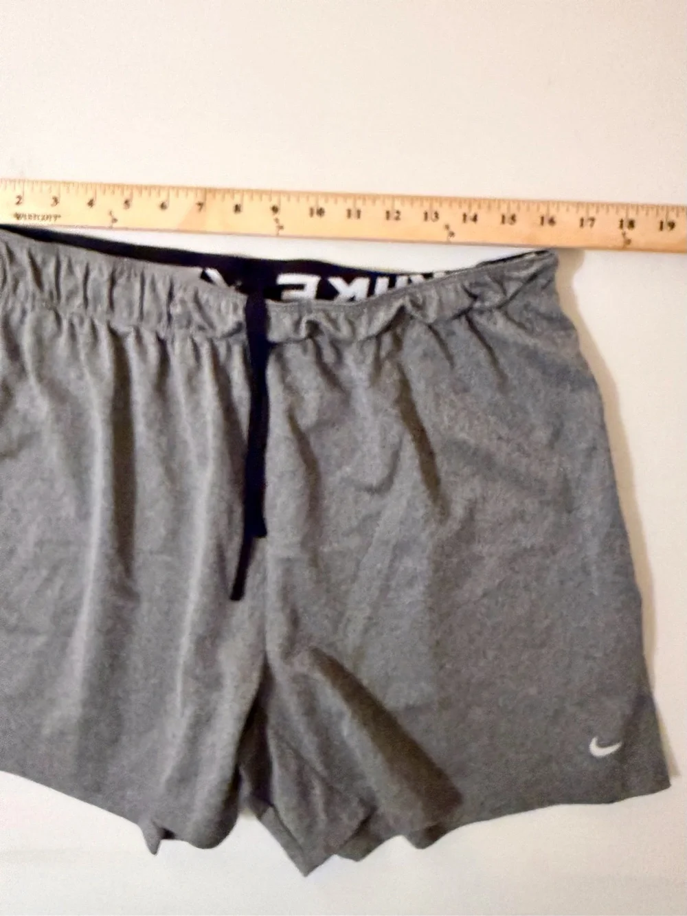 Nike Shorts Men's Large Gray Dri Fit Running  Stretch Waist Drawstring 5
